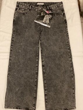 S.O.N.G Grey Washed Wide-Leg Jeans